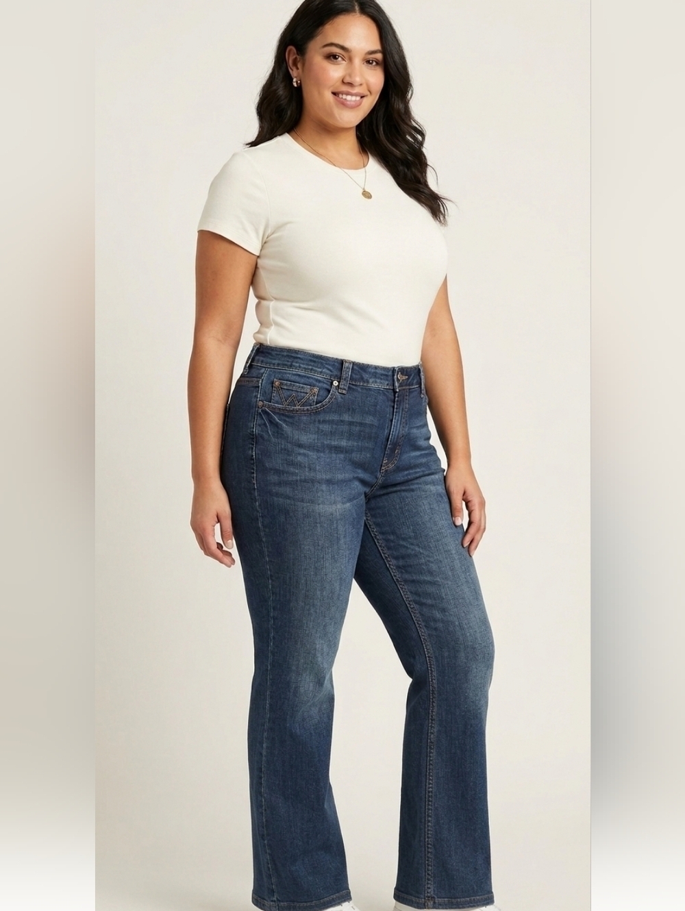Seven7 Bootcut Wide Leg Jeans Size 14 Blue Premium Denim Cargo Back Pockets Y2K